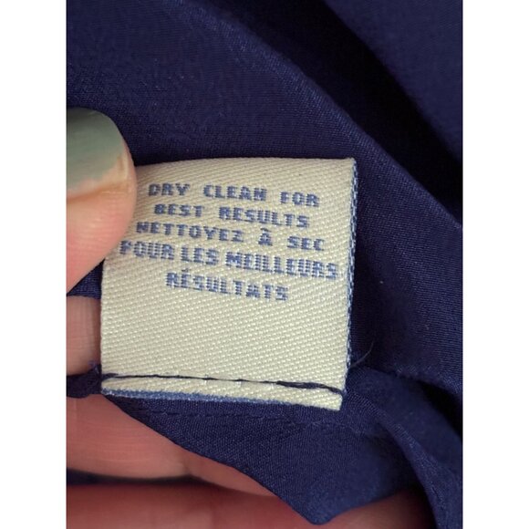 Anthropologie Odille Navy Silk Button-Front Tank Top With Ruffle Detail Size 6 - Picture 6 of 9